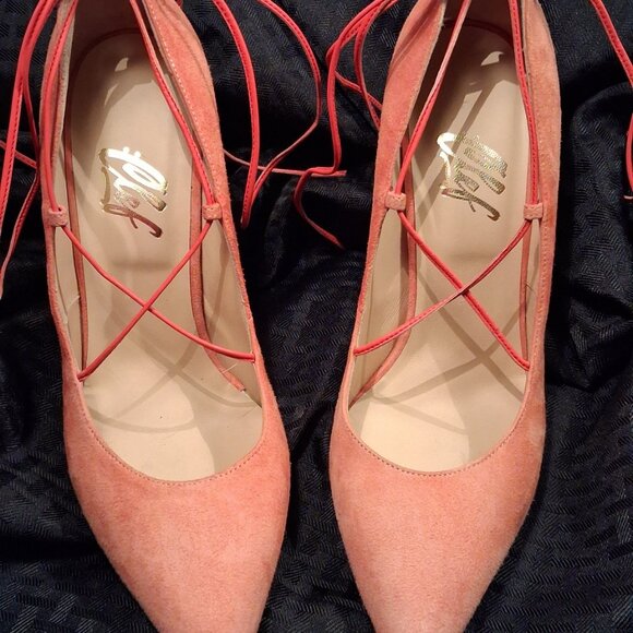 CLEF Women's Genuine Coral Orange Suede Leather Stiletto Pumps, Italy, sz 40.5 - Picture 8 of 15